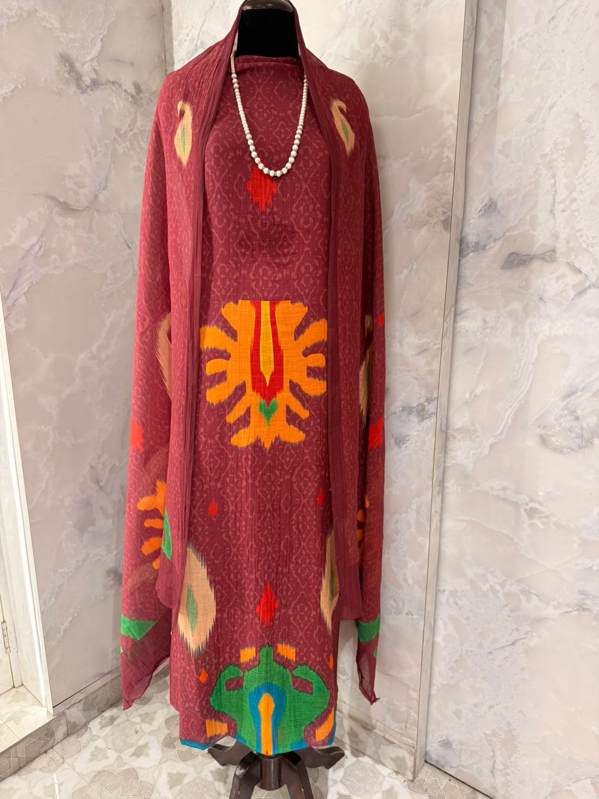 Elegant Maroon Printed Suit Set | Traditional Ethnic Wear for Women